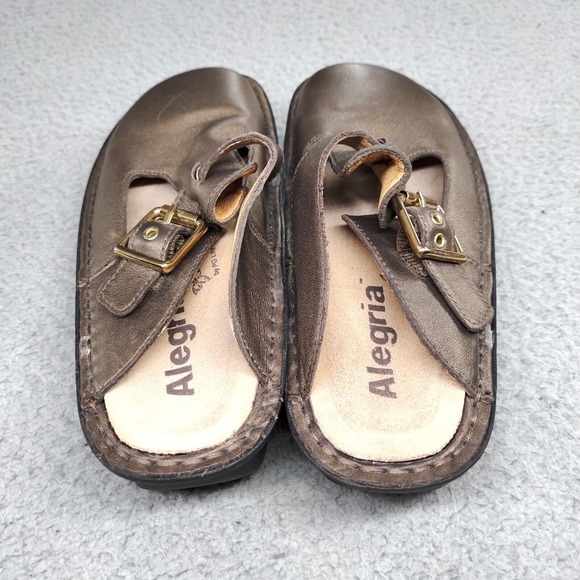 Alegria Classic Clog Sandal Women EU 36 / US 6 Bronze Metallic Leather ALG-201 - Picture 9 of 16